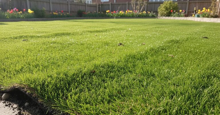 Zvlnený povrch umelého trávnika na jar – ukážka deformácie spôsobenej slabým podkladom a nesprávnou montážou.