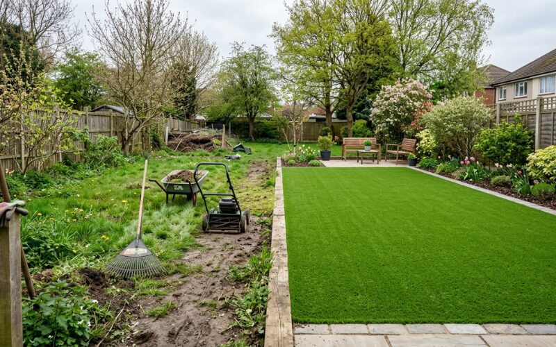 Bezúdržbový trávnik v porovnaní so živým trávnikom na jar – rozdiel medzi neustálou starostlivosťou a hotovým riešením v záhrade